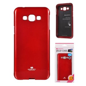 CUSTODIA GEL TPU SILICONE per SAMSUNG SM-A800F GALAXY A8 COLORE ROSSO LUCIDO CON GLITTER ALTA QUALITA' MERCURY BLISTER