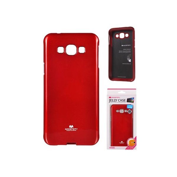 CUSTODIA GEL TPU SILICONE per SAMSUNG SM-A800F GALAXY A8 COLORE ROSSO LUCIDO CON GLITTER ALTA QUALITA' MERCURY BLISTER