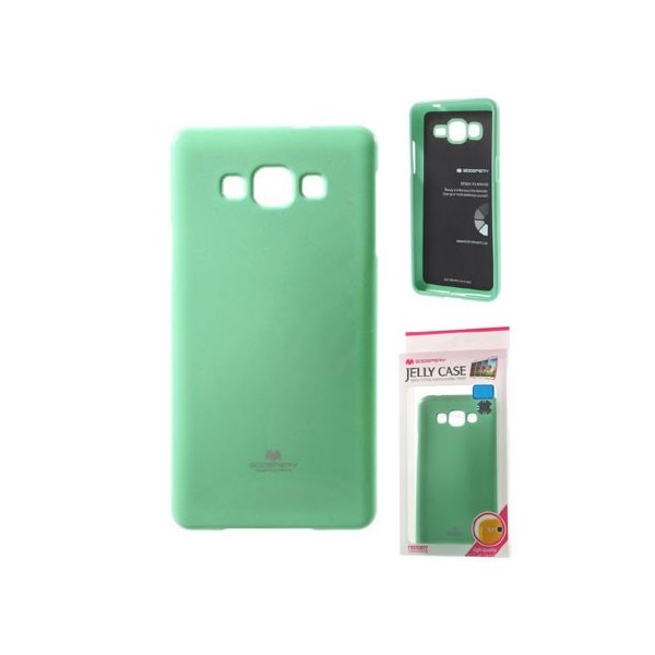 CUSTODIA GEL TPU SILICONE per SAMSUNG SM-A800F GALAXY A8 VERDE ACQUA LUCIDO CON GLITTER ALTA QUALITA' MERCURY BLISTER