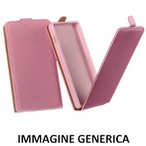 CUSTODIA FLIP VERTICALE SLIM SIMILPELLE per SONY XPERIA Z3 COMPACT D5803, D5833 CON INTERNO IN TPU SILICONE COLORE ROSA