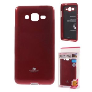 CUSTODIA GEL TPU SILICONE per SAMSUNG SM-J500F GALAXY J5 COLORE ROSSO LUCIDO CON GLITTER ALTA QUALITA' MERCURY BLISTER