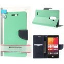 CUSTODIA FLIP ORIZZONTALE per LG MAGNA, G4C, H525N CON STAND,  INTERNO IN TPU E PORTA CARTE VERDE ACQUA FANCY DIARY MERCURY