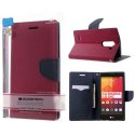 CUSTODIA FLIP ORIZZONTALE per LG MAGNA, G4C, H525N CON STAND,  INTERNO IN TPU E PORTA CARTE COLORE FUCSIA FANCY DIARY MERCURY