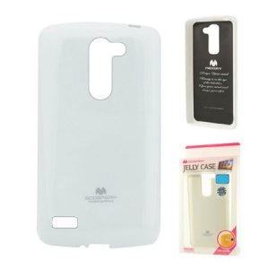 CUSTODIA GEL TPU SILICONE per LG MAGNA, G4C, H525N COLORE BIANCO LUCIDO CON GLITTER ALTA QUALITA' MERCURY BLISTER