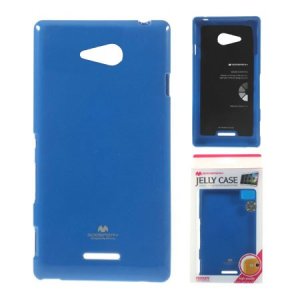 CUSTODIA GEL TPU SILICONE per SONY XPERIA E4G, SONY XPERIA E4G DUAL COLORE BLU LUCIDO CON GLITTER ALTA QUALITA' MERCURY