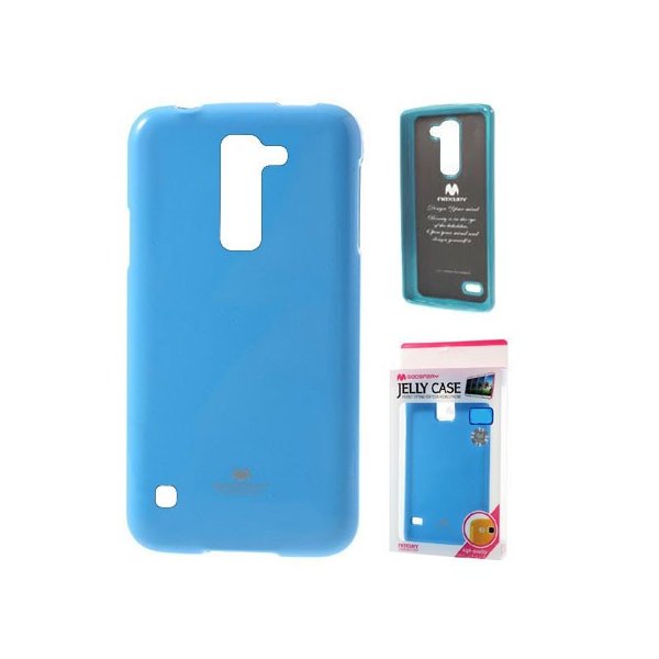 CUSTODIA GEL TPU SILICONE per LG SPIRIT 4G LTE H440N, H420 COLORE AZZURRO LUCIDO CON GLITTER ALTA QUALITA' MERCURY BLISTER