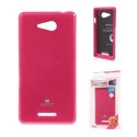 CUSTODIA GEL TPU SILICONE per SONY XPERIA E4G, SONY XPERIA E4G DUAL COLORE FUCSIA LUCIDO CON GLITTER ALTA QUALITA' MERCURY