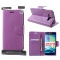 CUSTODIA FLIP ORIZZONTALE PELLE per SAMSUNG SM-A500 GALAXY A5 (NO VERSIONE 2016) CON STAND ED INTERNO IN TPU VIOLA MERCURY