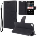 CUSTODIA FLIP ORIZZONTALE per HUAWEI ASCEND P8 CON INTERNO IN TPU SILICONE, STAND, PORTA CARTE E LACCIO DA POLSO COLORE NERO