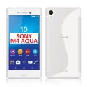 CUSTODIA GEL TPU SILICONE DOUBLE per SONY XPERIA M4 AQUA, M4 AQUA DUAL COLORE BIANCO TRASPARENTE