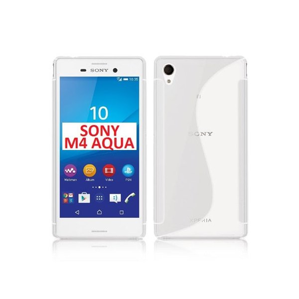 CUSTODIA GEL TPU SILICONE DOUBLE per SONY XPERIA M4 AQUA, M4 AQUA DUAL COLORE BIANCO TRASPARENTE