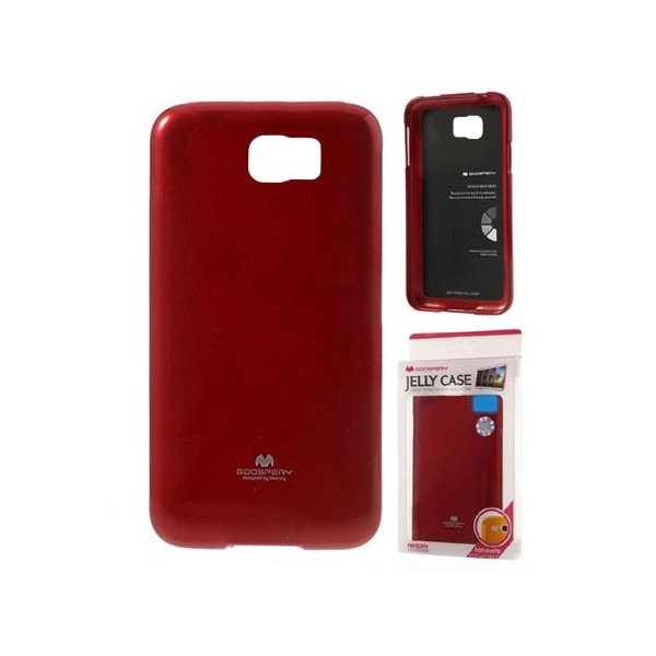 CUSTODIA GEL TPU SILICONE per SAMSUNG N920 GALAXY NOTE 5 COLORE ROSSO LUCIDO CON GLITTER ALTA QUALITA' MERCURY BLISTER