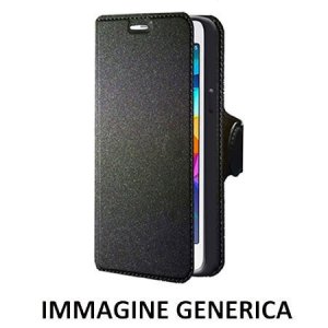 CUSTODIA FLIP ORIZZONTALE SIMILPELLE per SAMSUNG SM-A800F GALAXY A8 CON INTERNO IN TPU, STAND E PORTA CARTE COLORE NERO