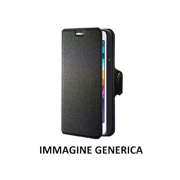 CUSTODIA FLIP ORIZZONTALE SIMILPELLE per SAMSUNG SM-A800F GALAXY A8 CON INTERNO IN TPU, STAND E PORTA CARTE COLORE NERO