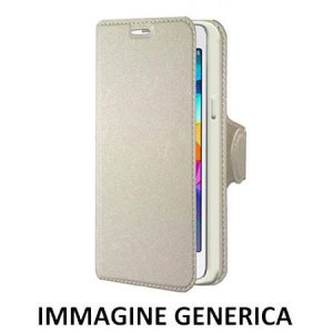 CUSTODIA FLIP ORIZZONTALE SIMILPELLE per SAMSUNG SM-A800F GALAXY A8 CON INTERNO IN TPU, STAND E PORTA CARTE COLORE BIANCO