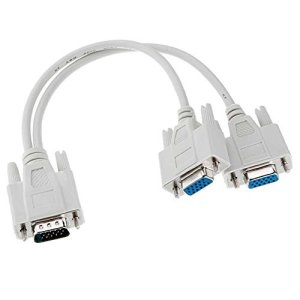 CAVO SDOPPIATORE VGA PER COLLEGARE 2 MONITOR (1 VGA MASCHIO / 2 VGA FEMMINA) COLORE GRIGIO VGA-FF