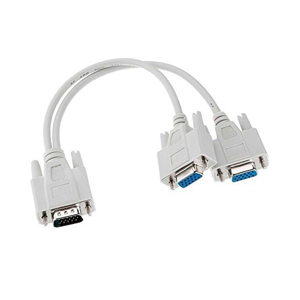 CAVO SDOPPIATORE VGA PER COLLEGARE 2 MONITOR (1 VGA MASCHIO / 2 VGA FEMMINA) COLORE GRIGIO VGA-FF