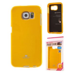 CUSTODIA GEL TPU SILICONE per SAMSUNG SM-G925 GALAXY S6 EDGE COLORE GIALLO LUCIDO CON GLITTER ALTA QUALITA' MERCURY