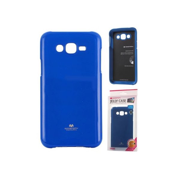 CUSTODIA GEL TPU SILICONE per SAMSUNG SM-J700F GALAXY J7 COLORE BLU LUCIDO CON GLITTER ALTA QUALITA' MERCURY BLISTER