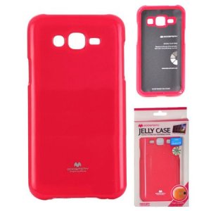 CUSTODIA GEL TPU SILICONE per SAMSUNG SM-J700F GALAXY J7 COLORE FUCSIA LUCIDO CON GLITTER ALTA QUALITA' MERCURY BLISTER