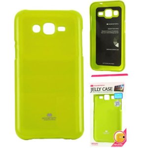 CUSTODIA GEL TPU SILICONE per SAMSUNG SM-J700F GALAXY J7 COLORE VERDE LUCIDO CON GLITTER ALTA QUALITA' MERCURY BLISTER