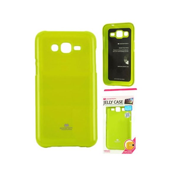 CUSTODIA GEL TPU SILICONE per SAMSUNG SM-J700F GALAXY J7 COLORE VERDE LUCIDO CON GLITTER ALTA QUALITA' MERCURY BLISTER