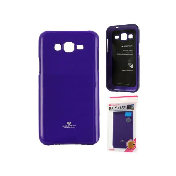 CUSTODIA GEL TPU SILICONE per SAMSUNG SM-J700F GALAXY J7 COLORE VIOLA LUCIDO CON GLITTER ALTA QUALITA' MERCURY BLISTER