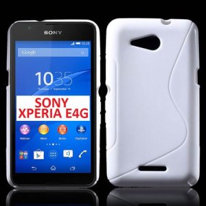 CUSTODIA GEL TPU SILICONE DOUBLE per SONY XPERIA E4G, SONY XPERIA E4G DUAL COLORE BIANCO