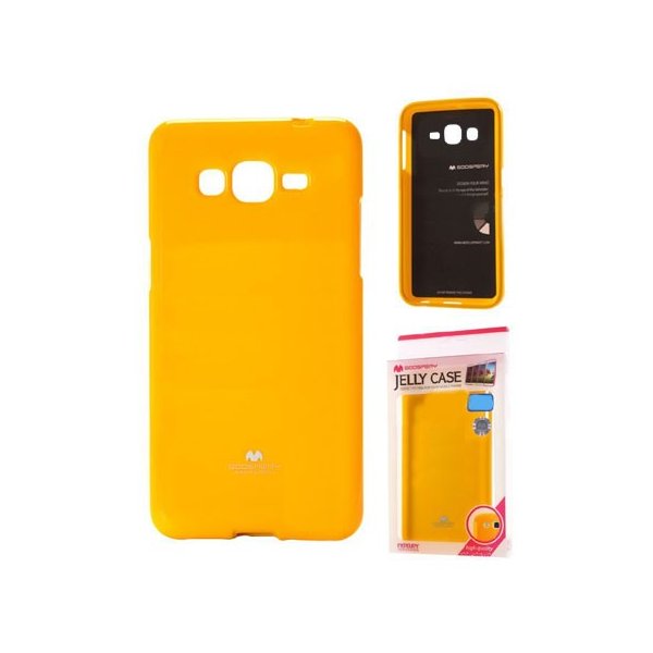 CUSTODIA GEL TPU SILICONE per SAMSUNG G530H GALAXY GRAND PRIME COLORE GIALLO LUCIDO CON GLITTER ALTA QUALITA' MERCURY BLISTER