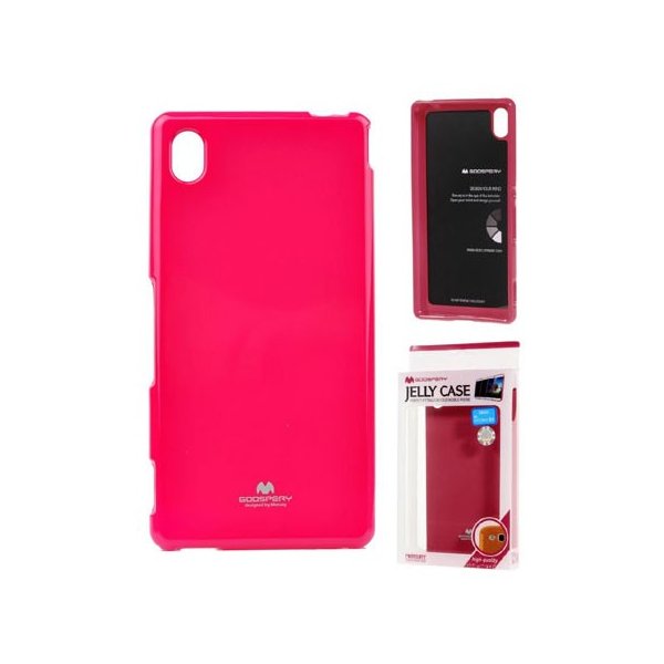 CUSTODIA GEL TPU SILICONE per SONY XPERIA M4 AQUA, M4 AQUA DUAL FUCSIA LUCIDO CON GLITTER ALTA QUALITA' MERCURY BLISTER