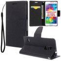 CUSTODIA FLIP ORIZZONTALE per SAMSUNG G800 GALAXY S5 MINI CON INTERNO IN TPU, STAND, PORTA CARTE E LACCIO DA POLSO COLORE NERO