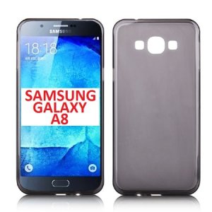 CUSTODIA GEL TPU SILICONE per SAMSUNG SM-A800F GALAXY A8 COLORE NERO TRASPARENTE