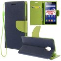 CUSTODIA FLIP ORIZZONTALE per LENOVO A536 CON INTERNO IN TPU, STAND, TASCHE PORTA CARTE E LACCIO DA POLSO COLORE BLU