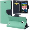 CUSTODIA FLIP ORIZZONTALE per HUAWEI ASCEND Y635 CON INTERNO IN TPU SILICONE, STAND E TASCHE PORTA CARTE COLORE VERDE ACQUA