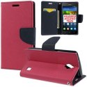 CUSTODIA FLIP ORIZZONTALE per HUAWEI ASCEND Y635 CON INTERNO IN TPU SILICONE, STAND E TASCHE PORTA CARTE COLORE FUCSIA