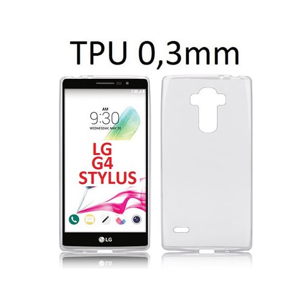 CUSTODIA GEL TPU SILICONE ULTRA SLIM 0,3mm per LG G4 STYLUS H635, G4 STYLUS DUAL H630D, G STYLO COLORE BIANCO TRASPARENTE