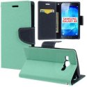 CUSTODIA FLIP ORIZZONTALE per SAMSUNG SM-A800F GALAXY A8 CON STAND, INTERNO IN TPU E TASCHE PORTA CARTE COLORE VERDE ACQUA