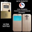 CUSTODIA FLIP ORIZZONTALE PELLE per LG G4, H815 con CHIUSURA MAGNETICA INVISIBILE, STAND ED INTERNO IN TPU SILICONE COLORE ORO