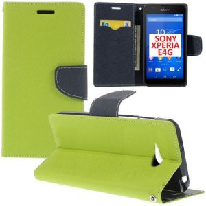 CUSTODIA FLIP ORIZZONTALE per SONY XPERIA E4G, SONY XPERIA E4G DUAL CON INTERNO IN TPU, STAND E PORTA CARTE COLORE VERDE