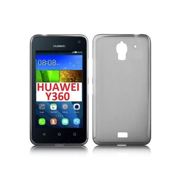 CUSTODIA GEL TPU SILICONE per HUAWEI Y360, Y3 COLORE NERO TRASPARENTE