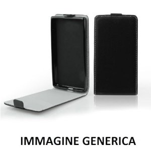 CUSTODIA FLIP VERTICALE SLIM SIMLPELLE per HUAWEI Y360, Y3 CON INTERNO IN TPU SILICONE COLORE NERO