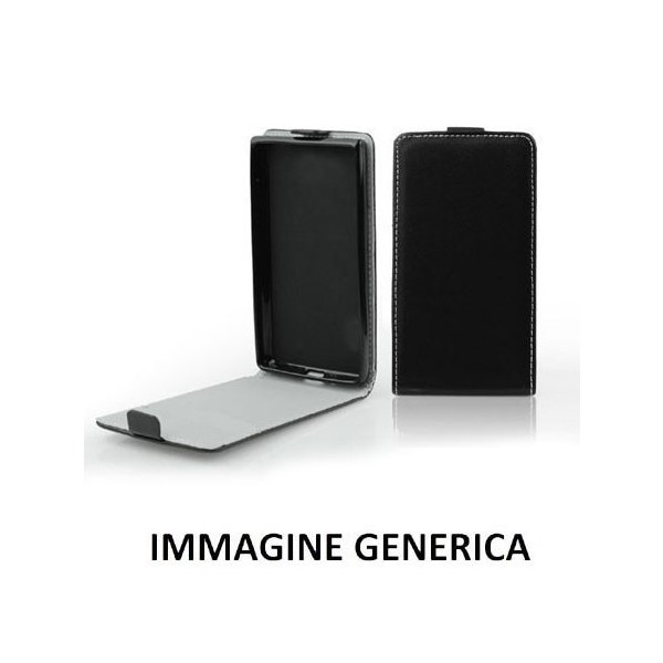 CUSTODIA FLIP VERTICALE SLIM SIMLPELLE per HUAWEI Y360, Y3 CON INTERNO IN TPU SILICONE COLORE NERO