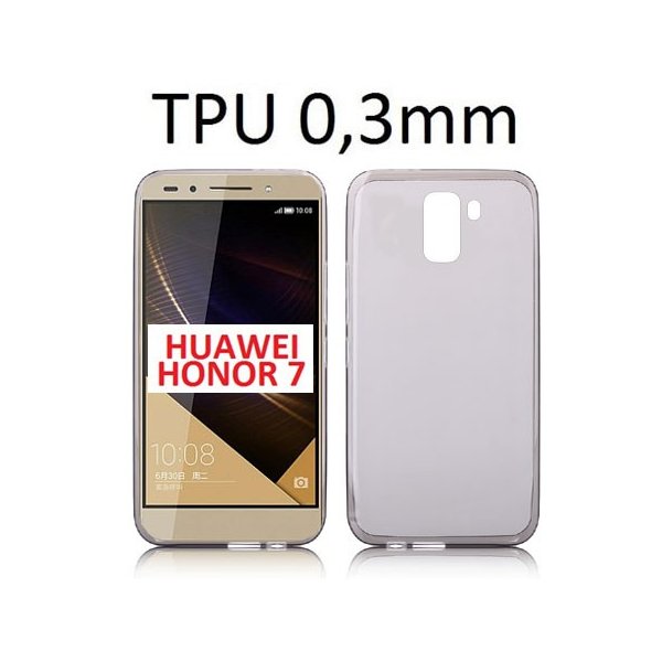 CUSTODIA GEL TPU SILICONE ULTRA SLIM 0,3mm per HUAWEI HONOR 7 COLORE NERO TRASPARENTE