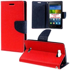 CUSTODIA FLIP ORIZZONTALE per HUAWEI Y5C, HONOR BEE CON INTERNO IN TPU SILICONE, STAND E CHIUSURA MAGNETICA COLORE ROSSO