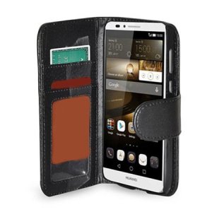 CUSTODIA FLIP ORIZZONTALE SIMILPELLE per HUAWEI ASCEND MATE 7 CON TASCHE PORTA CARTE E CHIUSURA MAGNETICA COLORE NERO