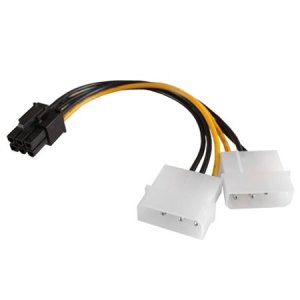 CAVO ADATTATORE DI ALIMENTAZIONE CON 2 CONNETTORI MOLEX A PCI EXPRESS 6 PIN LUNGHEZZA 15CM SC10903 VULTECH