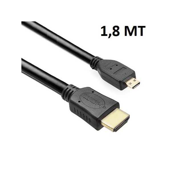 CAVO HDMI MASCHIO TIPO A 19PIN A MINI HDMI MASCHIO TIPO C 19PIN VERSIONE 1.3 LUNGHEZZA CAVO 1,8 MT COLORE NERO SC10140 VULTECH