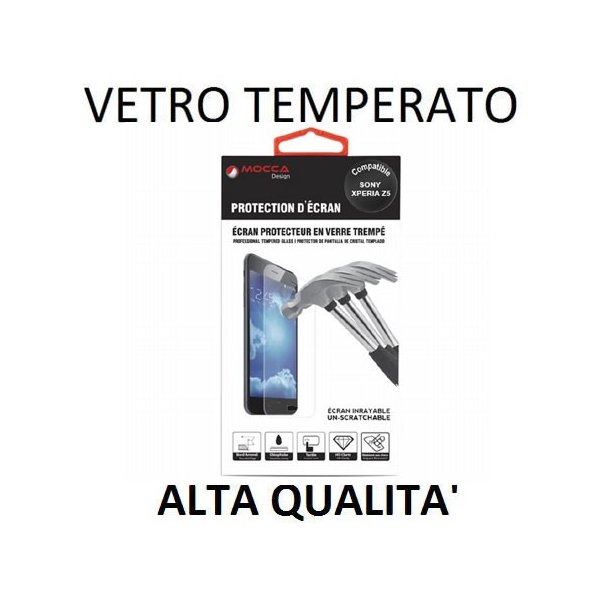 PELLICOLA PROTEGGI DISPLAY VETRO TEMPERATO 0,33mm per SONY XPERIA Z5, XPERIA Z5 DUAL ALTA QUALITA' MOCCA BLISTER