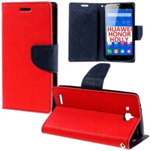 CUSTODIA FLIP ORIZZONTALE per HUAWEI HONOR HOLLY CON INTERNO IN TPU SILICONE, STAND E TASCHE PORTA CARTE COLORE ROSSO