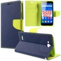 CUSTODIA FLIP ORIZZONTALE per HUAWEI HONOR HOLLY CON INTERNO IN TPU SILICONE, STAND E TASCHE PORTA CARTE COLORE BLU